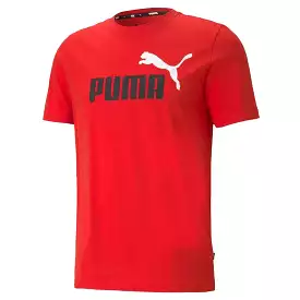 PUMA MEN'S ESSENTIALS+ 2 COLOUR LOGO RED TEE