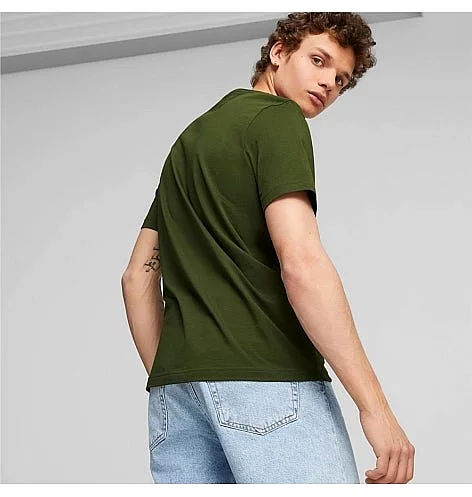 PUMA MEN'S ESSENTIALS LOGO GREEN TEE