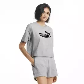 PUMA WOMEN'S CROPPED LOGO GREY TEE