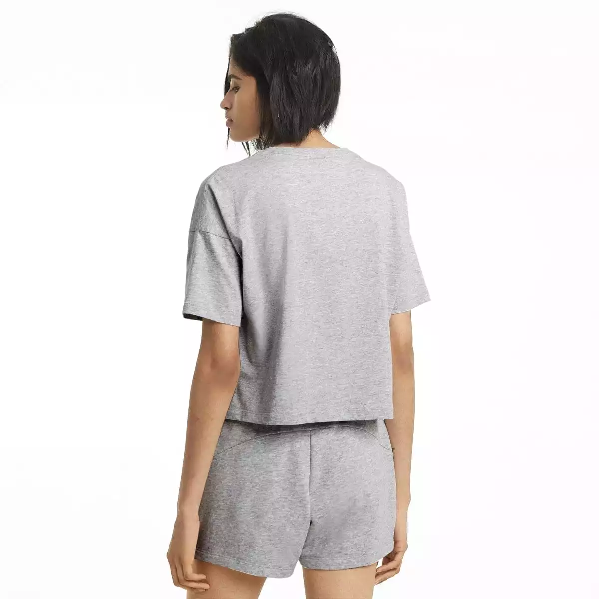 PUMA WOMEN'S CROPPED LOGO GREY TEE