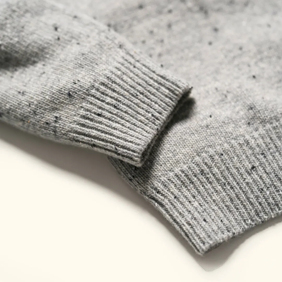 Quarter Button Wool Sweater | Gray Fleck