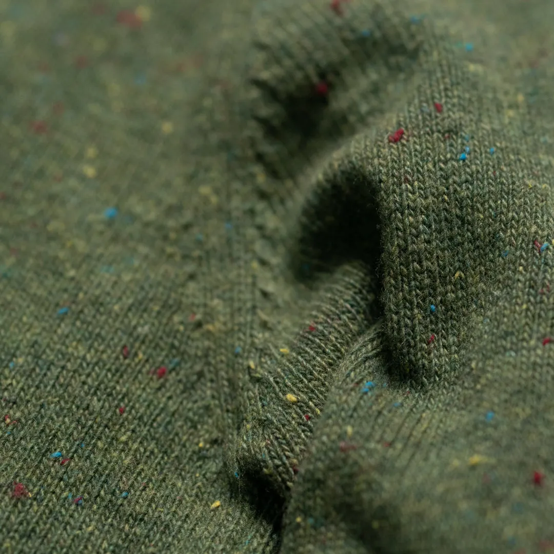 Quarter Button Wool Sweater | Pine Fleck