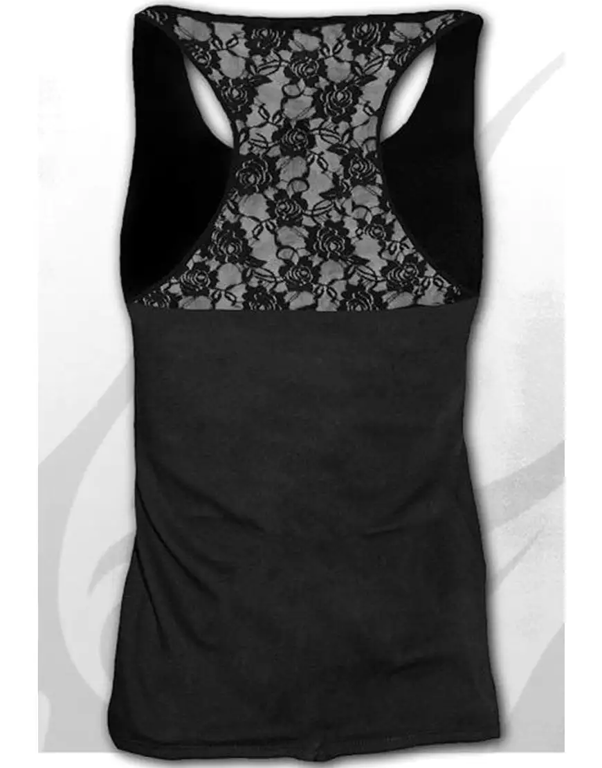 Racer back Lace Tank Top Black