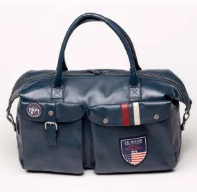 Royal blue leather travel bag 24h du mans steeve mcqueen \nolan 4\