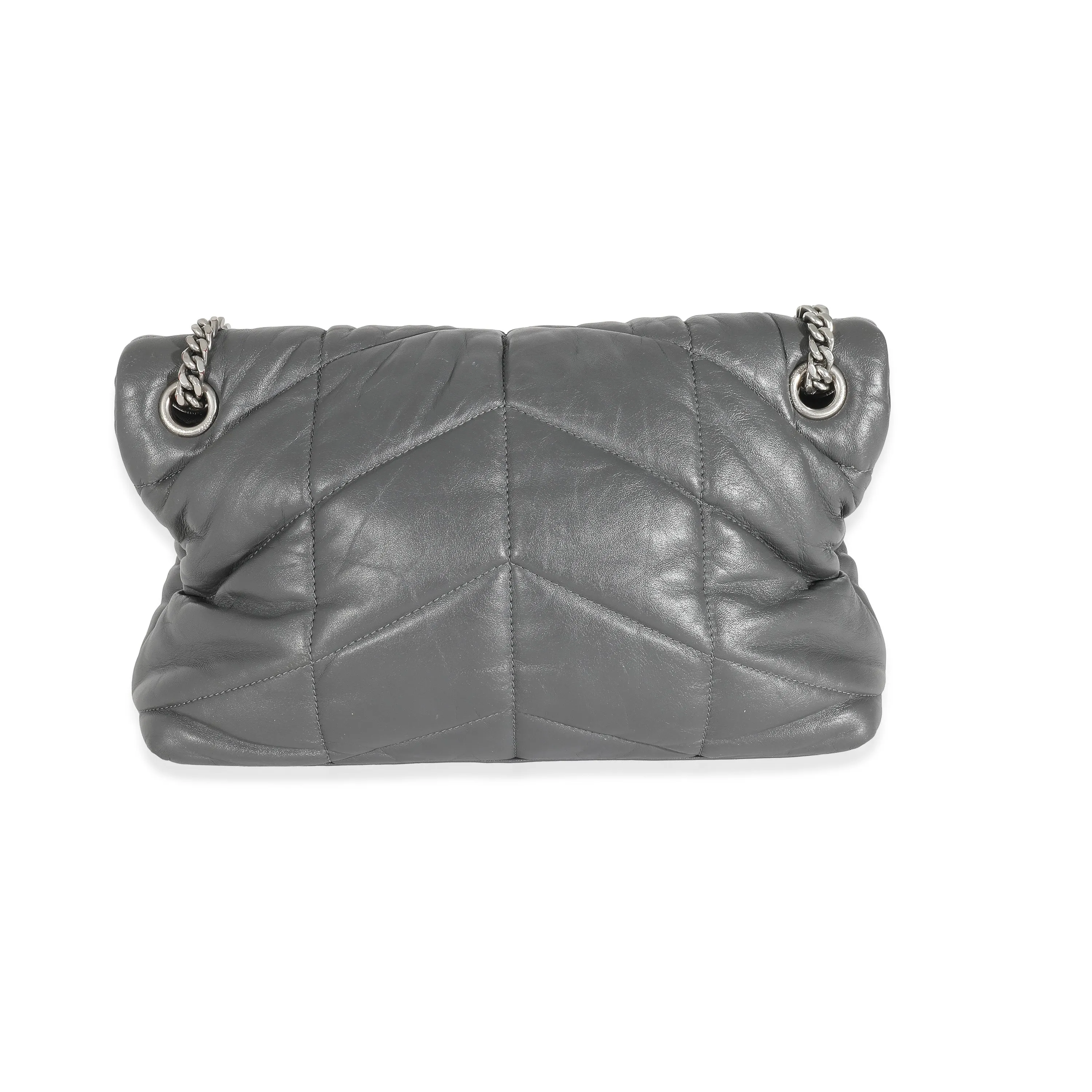 Saint Laurent Grey Quilted Leather Small LouLou Puffer