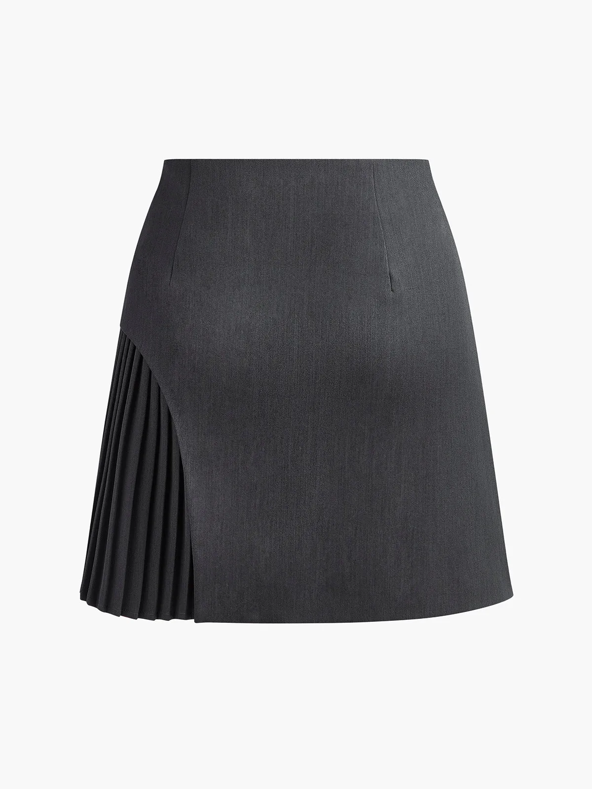 Side Pleated Buckle Belted Skirt