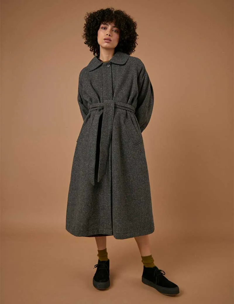 Sideline Edie Coat Grey Flecked Wool