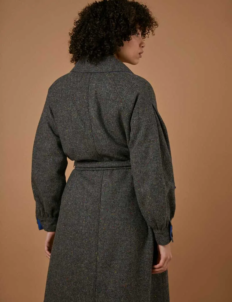 Sideline Edie Coat Grey Flecked Wool