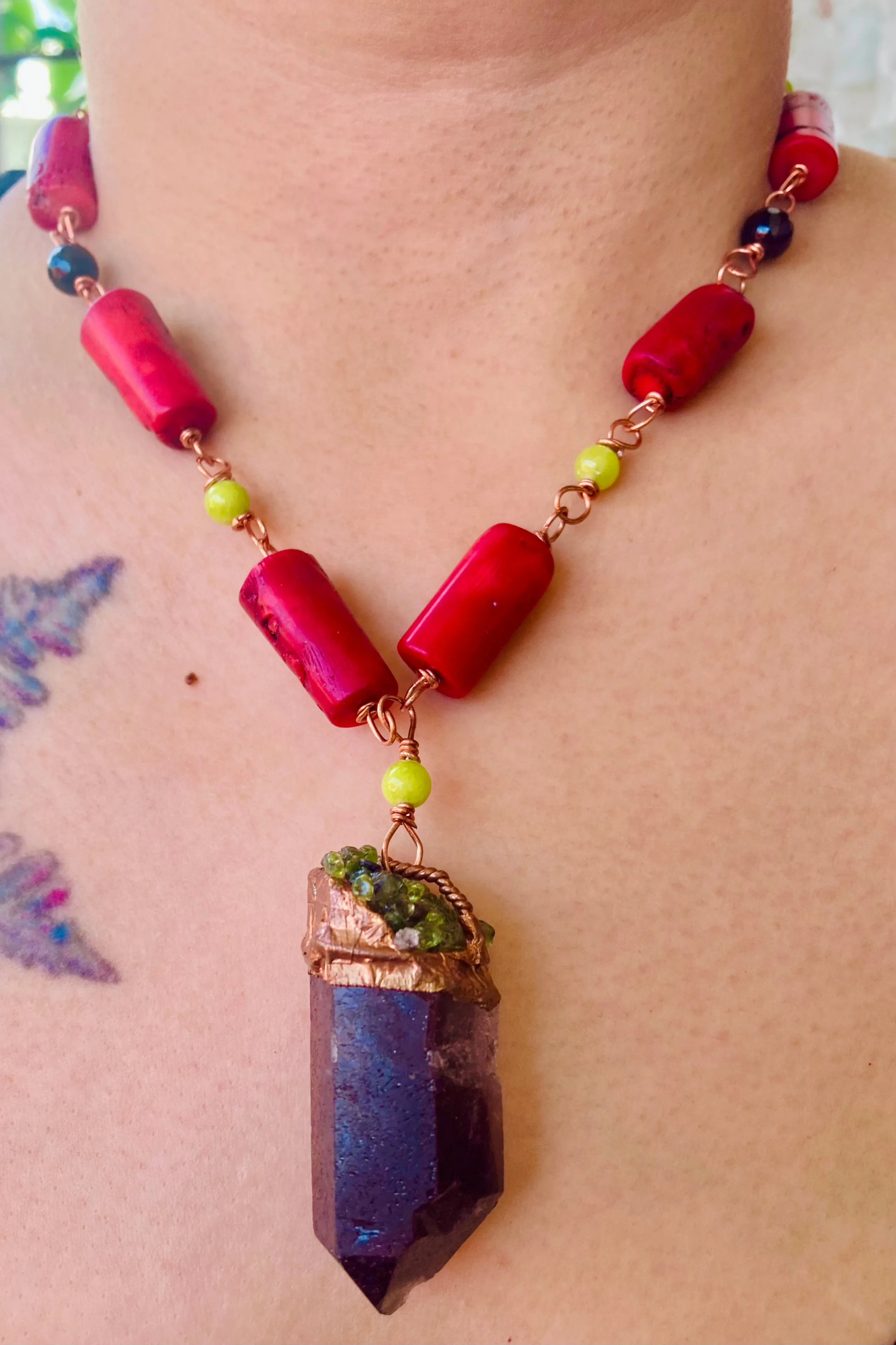 Smoky Bamboo Coral Necklace