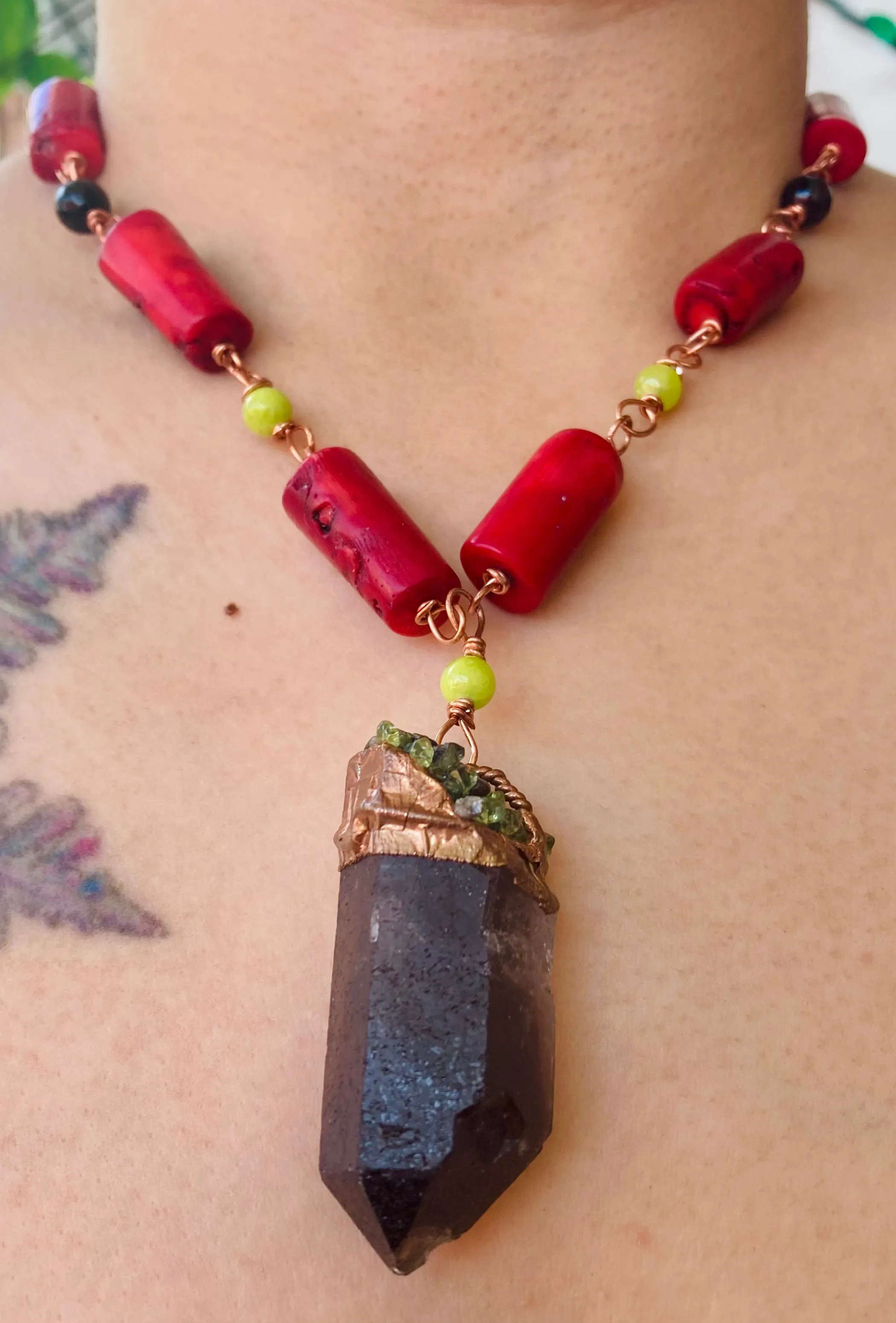 Smoky Bamboo Coral Necklace