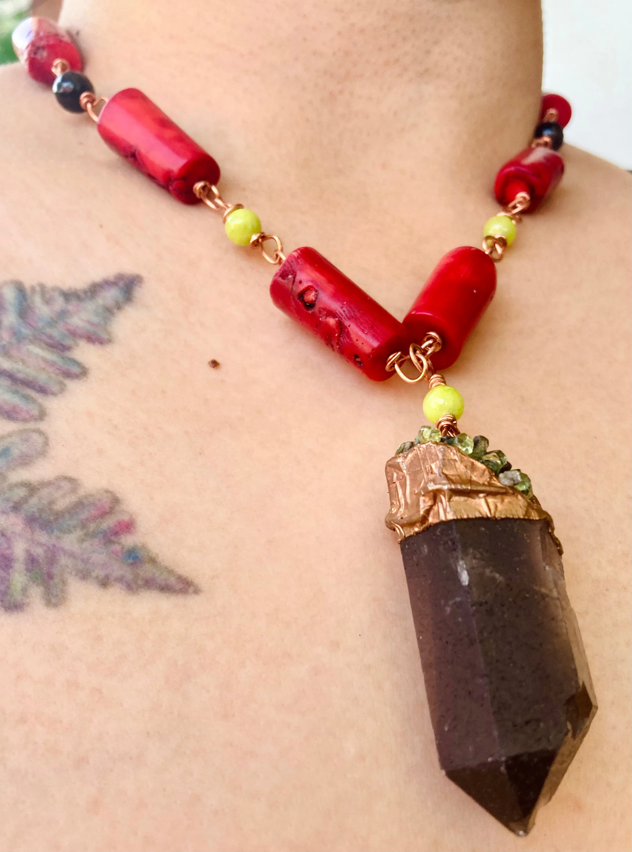 Smoky Bamboo Coral Necklace