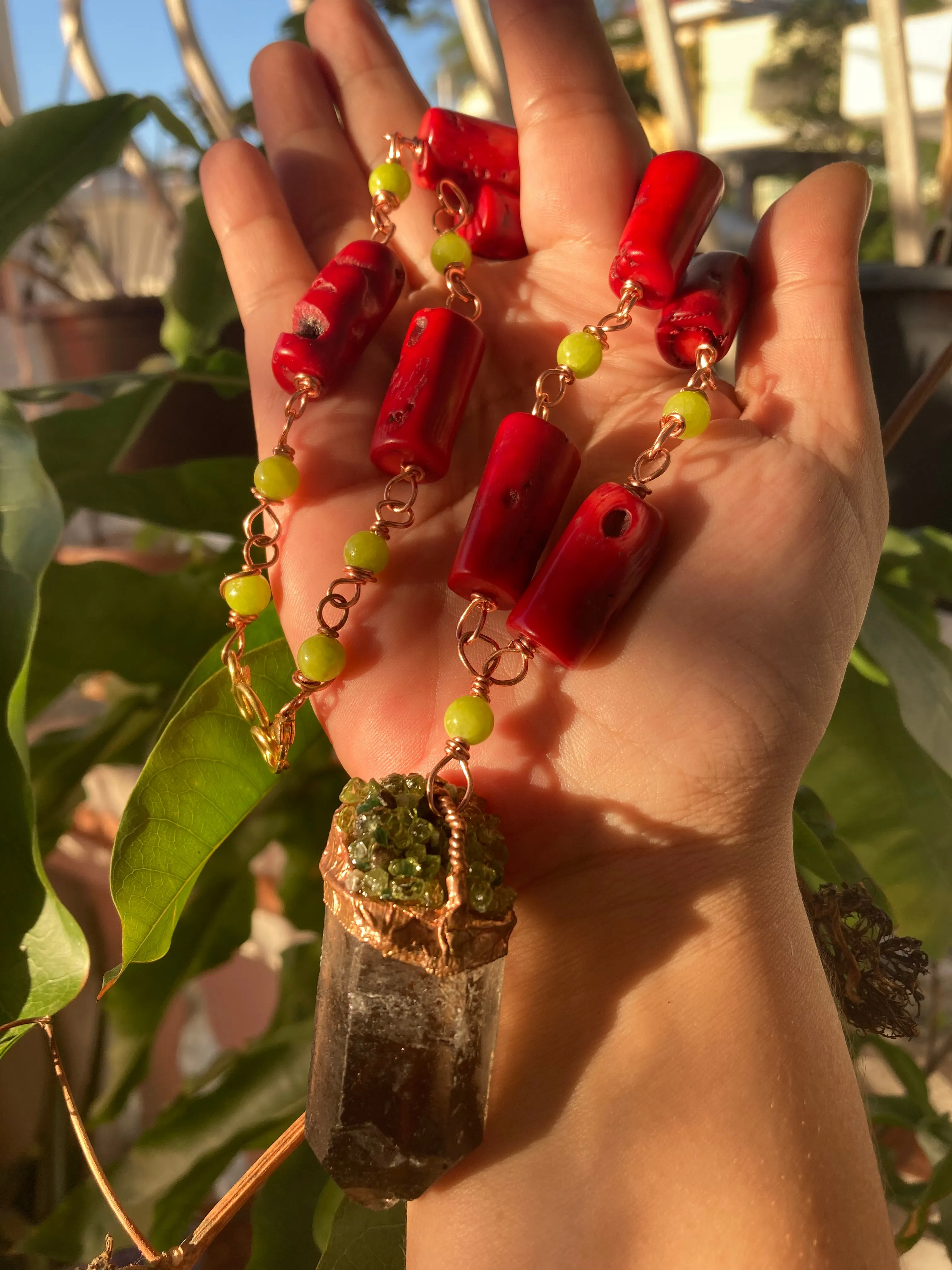 Smoky Bamboo Coral Necklace