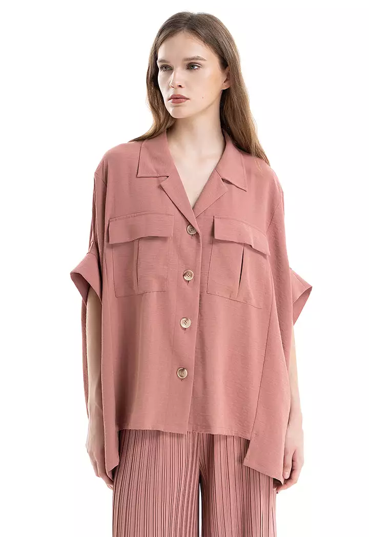 Solid Textured Oversized Shirt