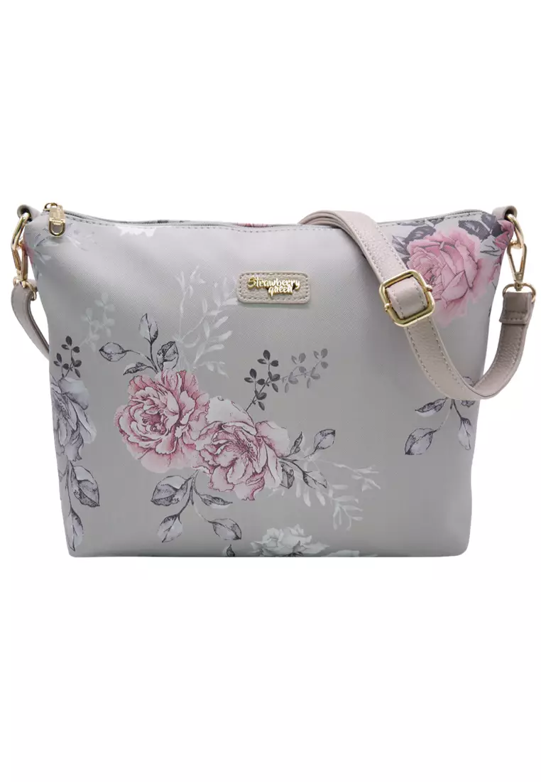 STRAWBERRY QUEEN Strawberry Queen Flamingo Sling Bag (Floral AL, Grey)