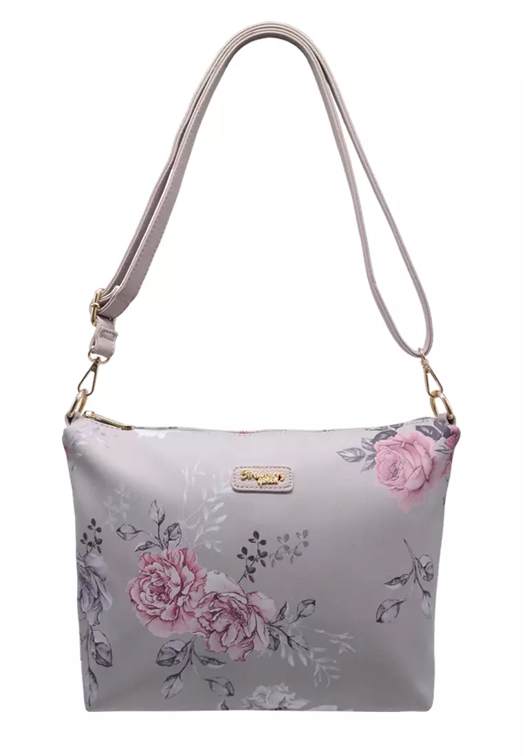 STRAWBERRY QUEEN Strawberry Queen Flamingo Sling Bag (Floral AL, Grey)