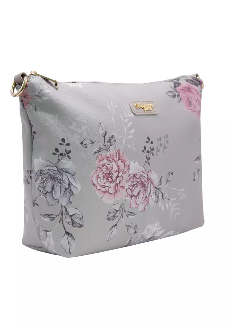 STRAWBERRY QUEEN Strawberry Queen Flamingo Sling Bag (Floral AL, Grey)