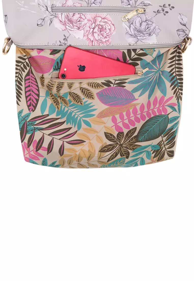 STRAWBERRY QUEEN Strawberry Queen Flamingo Sling Bag (Floral AL, Grey)