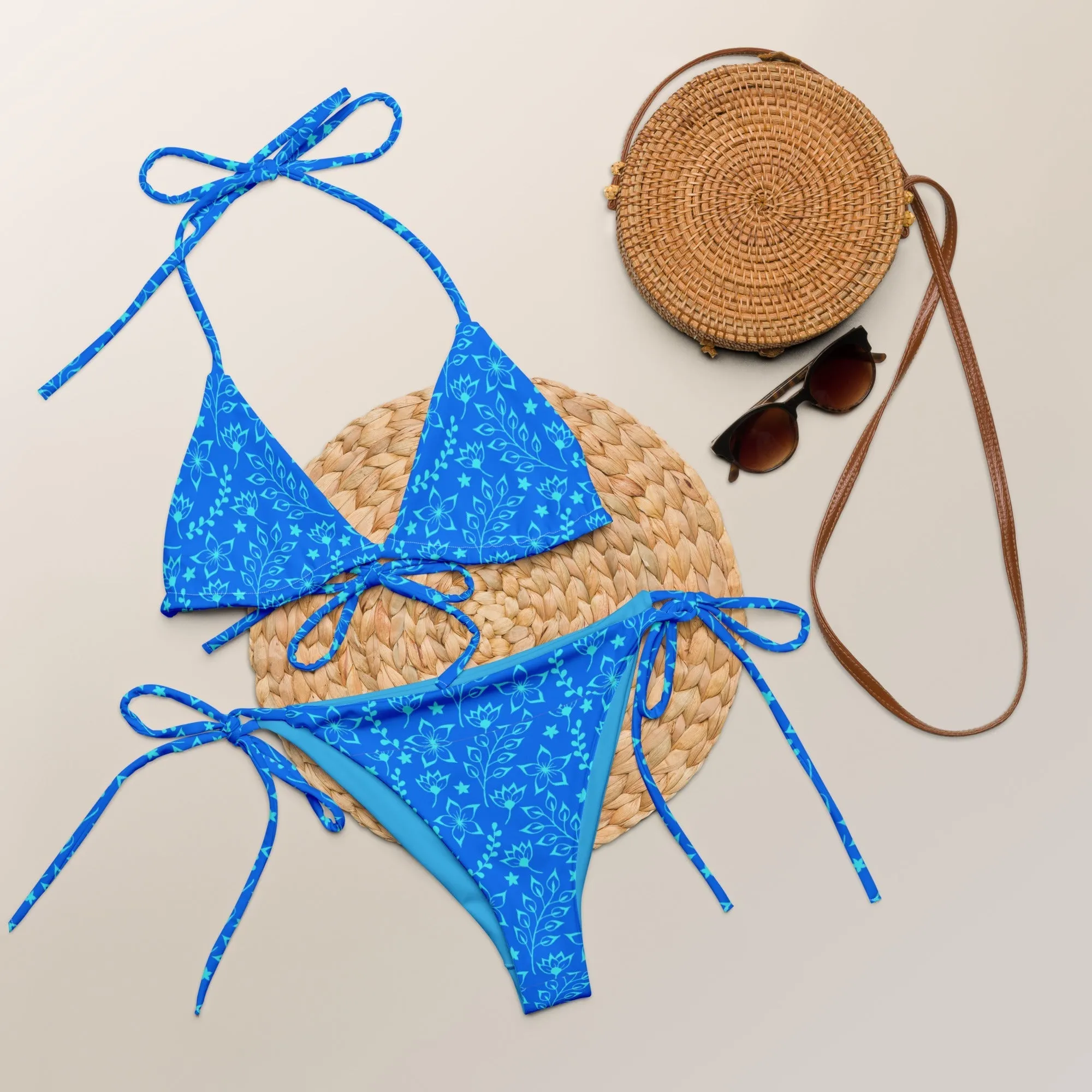 STRING BIKINI SET ECO -GARDEN PARTY BLUE HUES