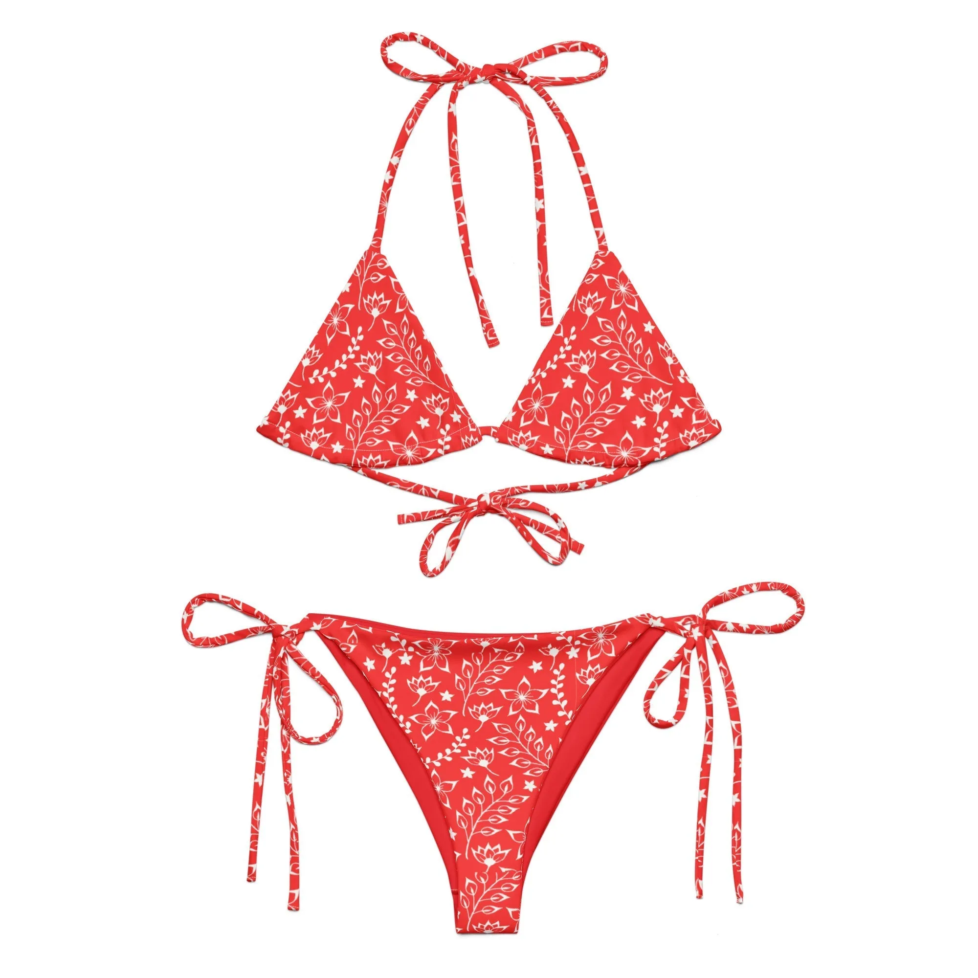 STRING BIKINI SET ECO -GARDEN PARTY RED