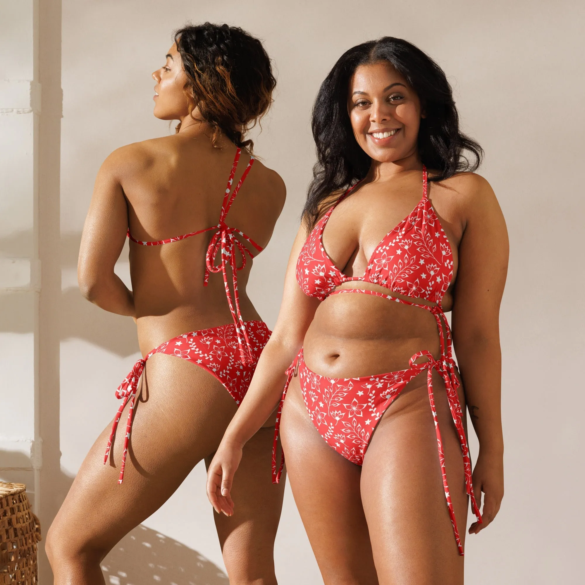 STRING BIKINI SET ECO -GARDEN PARTY RED