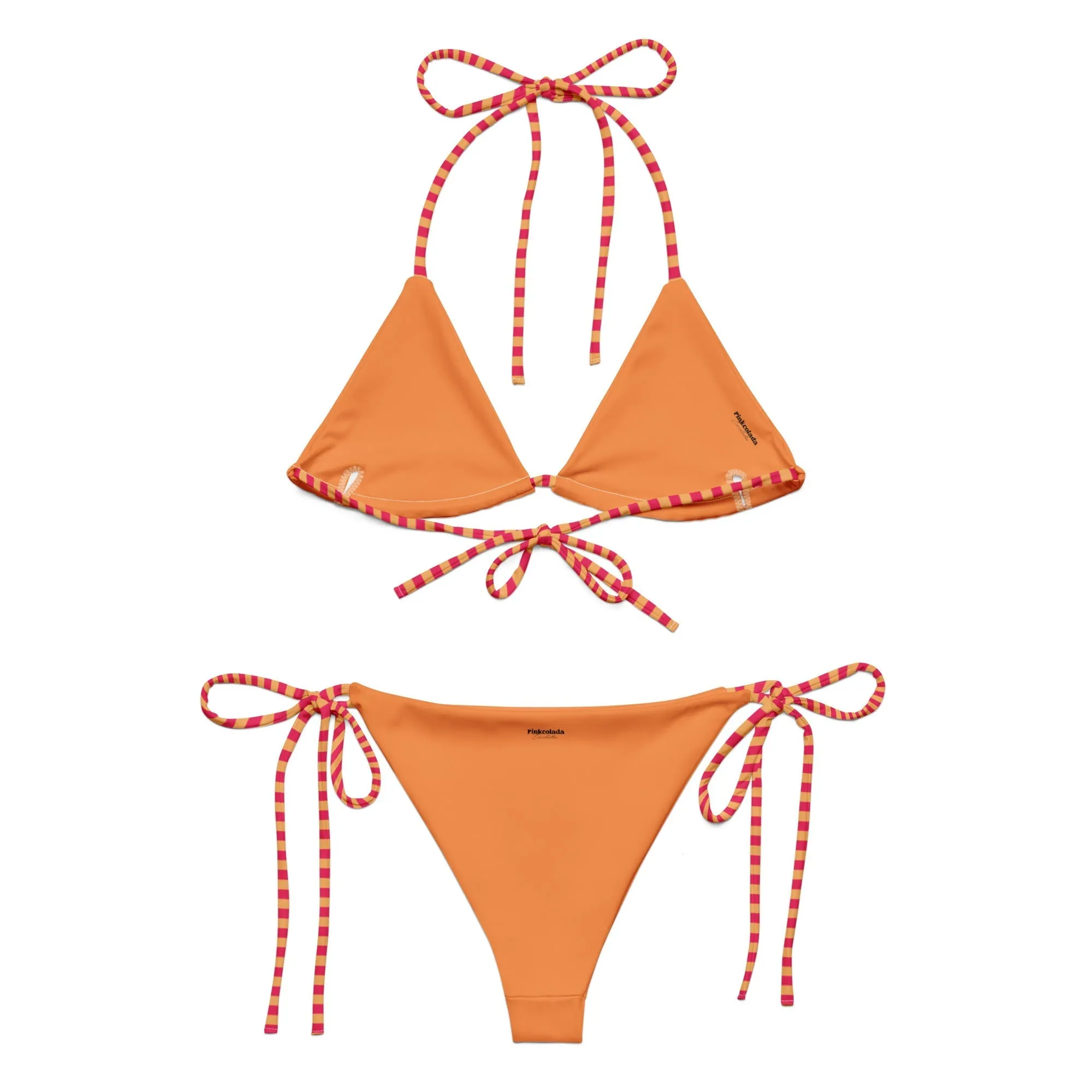 STRING BIKINI SET ECO -ORANGE & RED STRIPES