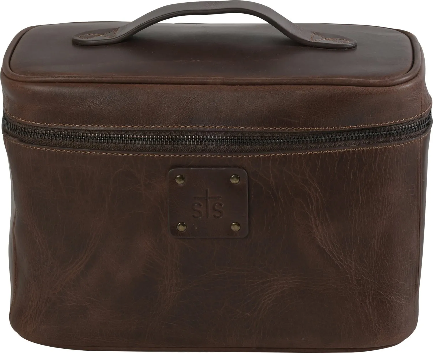 STS Ranchwear Womens Basic Bliss Train Case Chocolate Leather Travel Bag