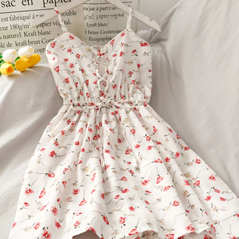 Sweet Floral Suspender Dress AD12176