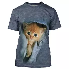 T shirt Homme Femme 3D Imprimer Chat Mignon Du Quotidien Fin De Semaine Basique Col Rond Normal Standard - CT16012316