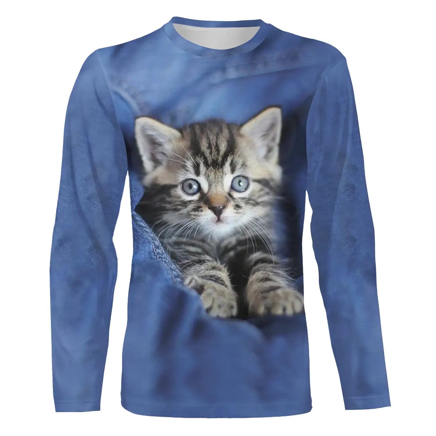 T shirt Homme Femme Bleu 3D Imprimer Chat Mignon Du Quotidien Fin De Semaine Col Rond Normal - CT16012318