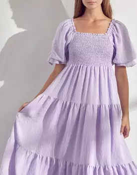 The Claremont Dress in Lavender and Blue