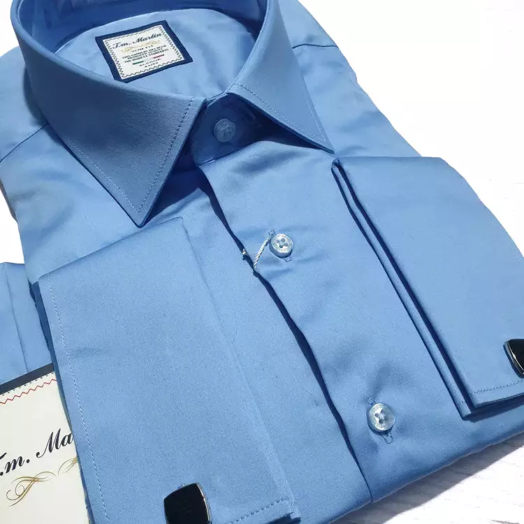 TM Martin men's classic cuffed Shirt | Blue