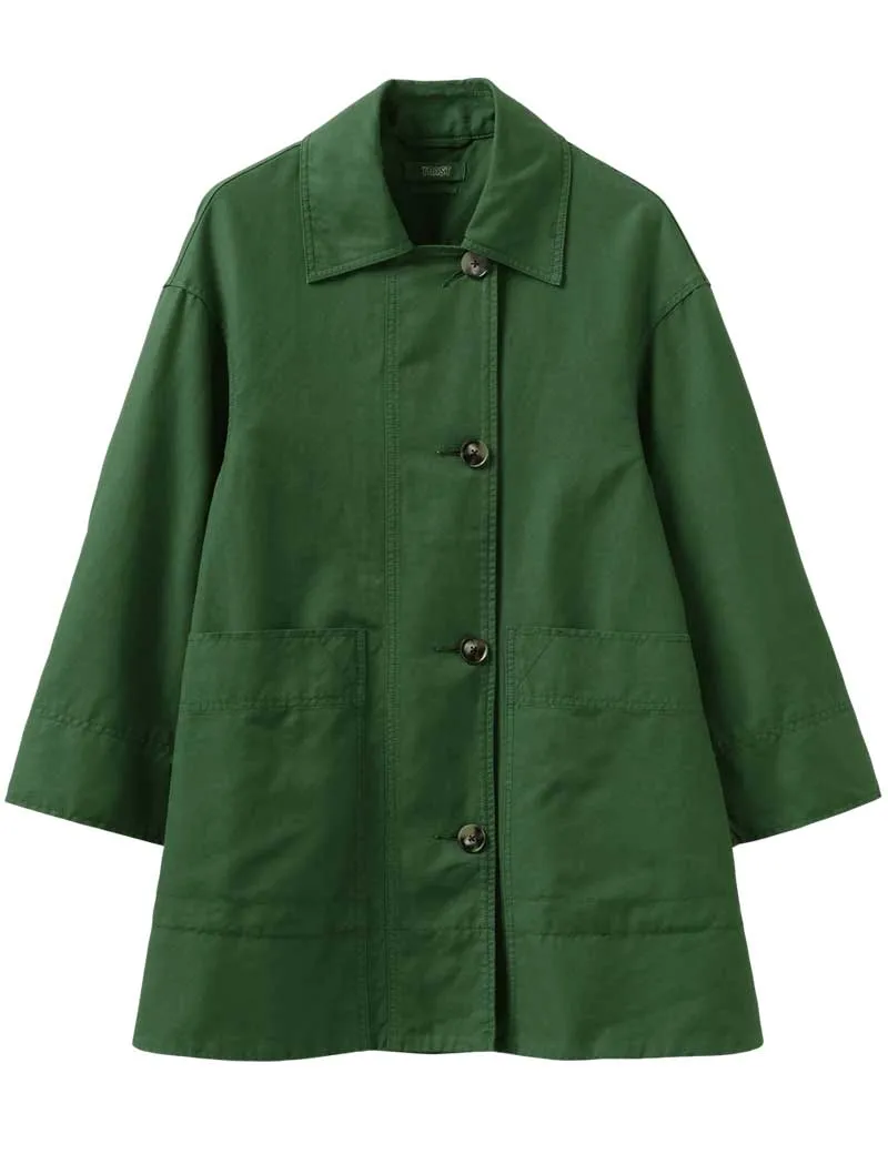 Toast A Line Cotton Linen Canvas Coat Juniper