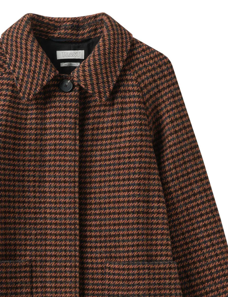 Toast Frankie Wool Houndstooth Raglan Coat Burnt Orange