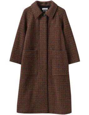 Toast Frankie Wool Houndstooth Raglan Coat Burnt Orange