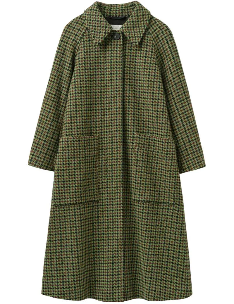 Toast Wool Houndstooth Raglan Coat Multi