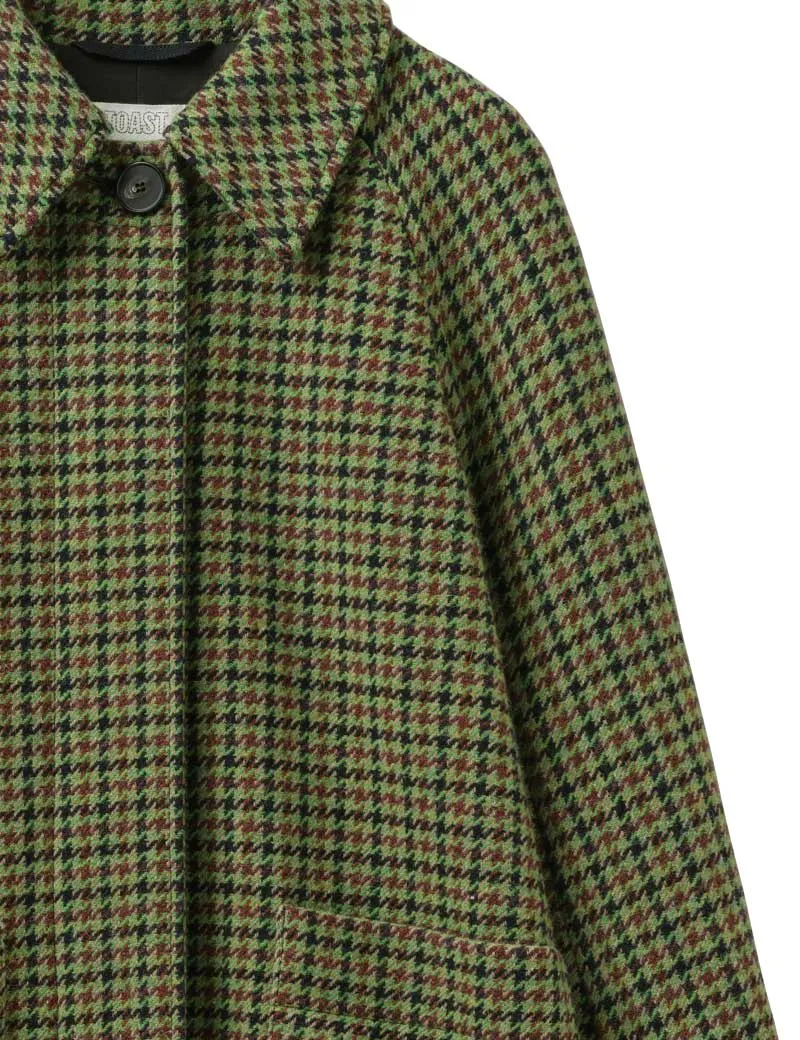 Toast Wool Houndstooth Raglan Coat Multi