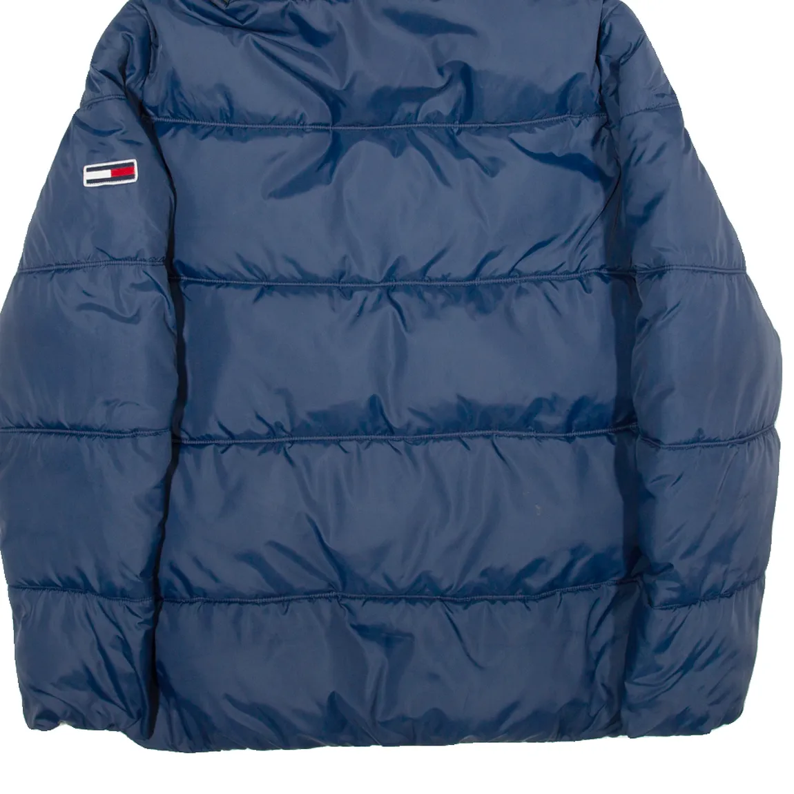 TOMMY HILFIGER Mens Puffer Jacket Blue Hooded XL