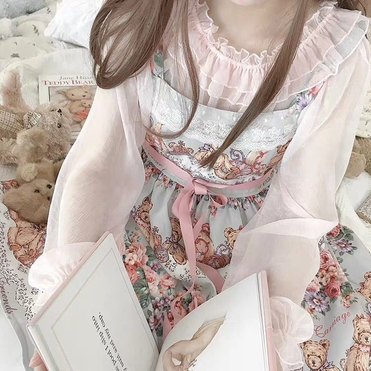 Transparent blouse boat neck/ off collar lolita shirt