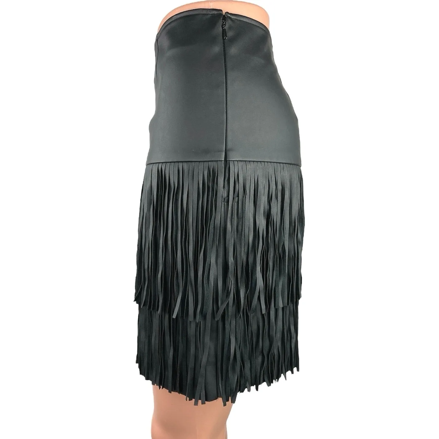 Trouve Black Frill High Waisted Vegan Faux Leather Western Cowboy Mini Skirt 4