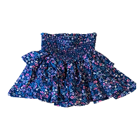 Tweenstyle by Stoopher Ditsy Navy Floral Smocked Waist Tiered Skirt