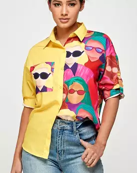 TX6842 Faces color block shirt