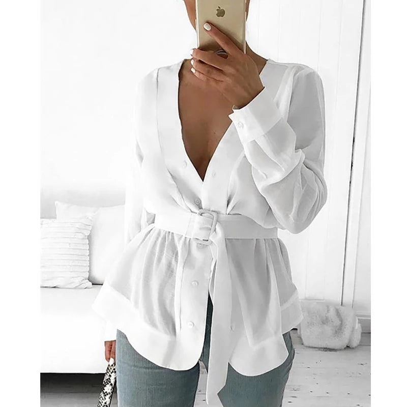 V-Neck Button up Blouse