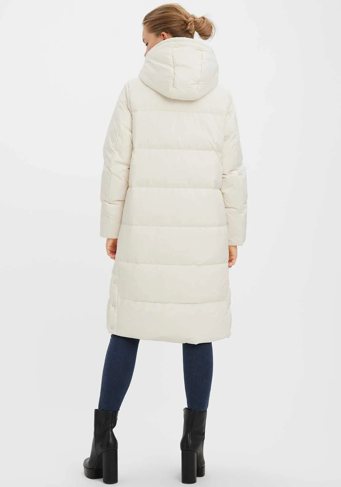 Vero Moda Erica Holly Long Puffer Coat, Cream