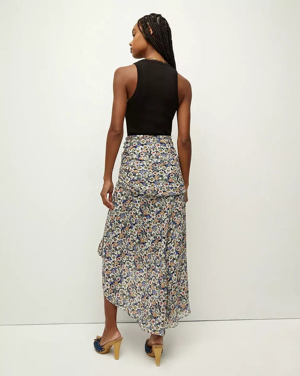 Veronica Beard - Lucien Floral Silk Skirt - Black Multi