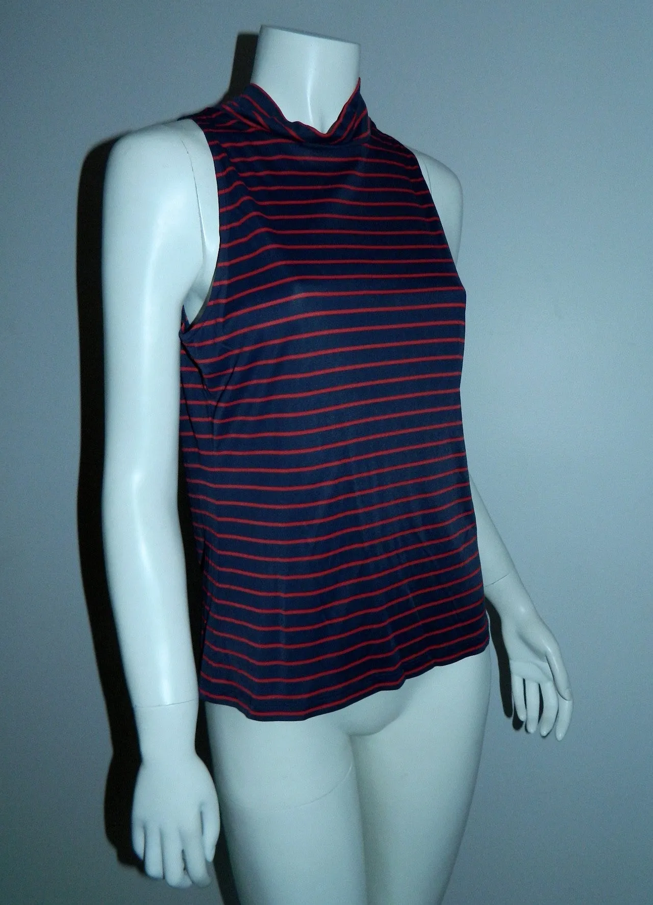 vintage sailor shirt Claude Montana navy blue striped jersey blouse top