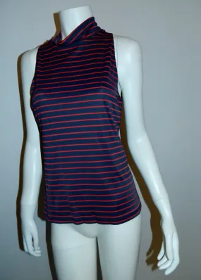 vintage sailor shirt Claude Montana navy blue striped jersey blouse top