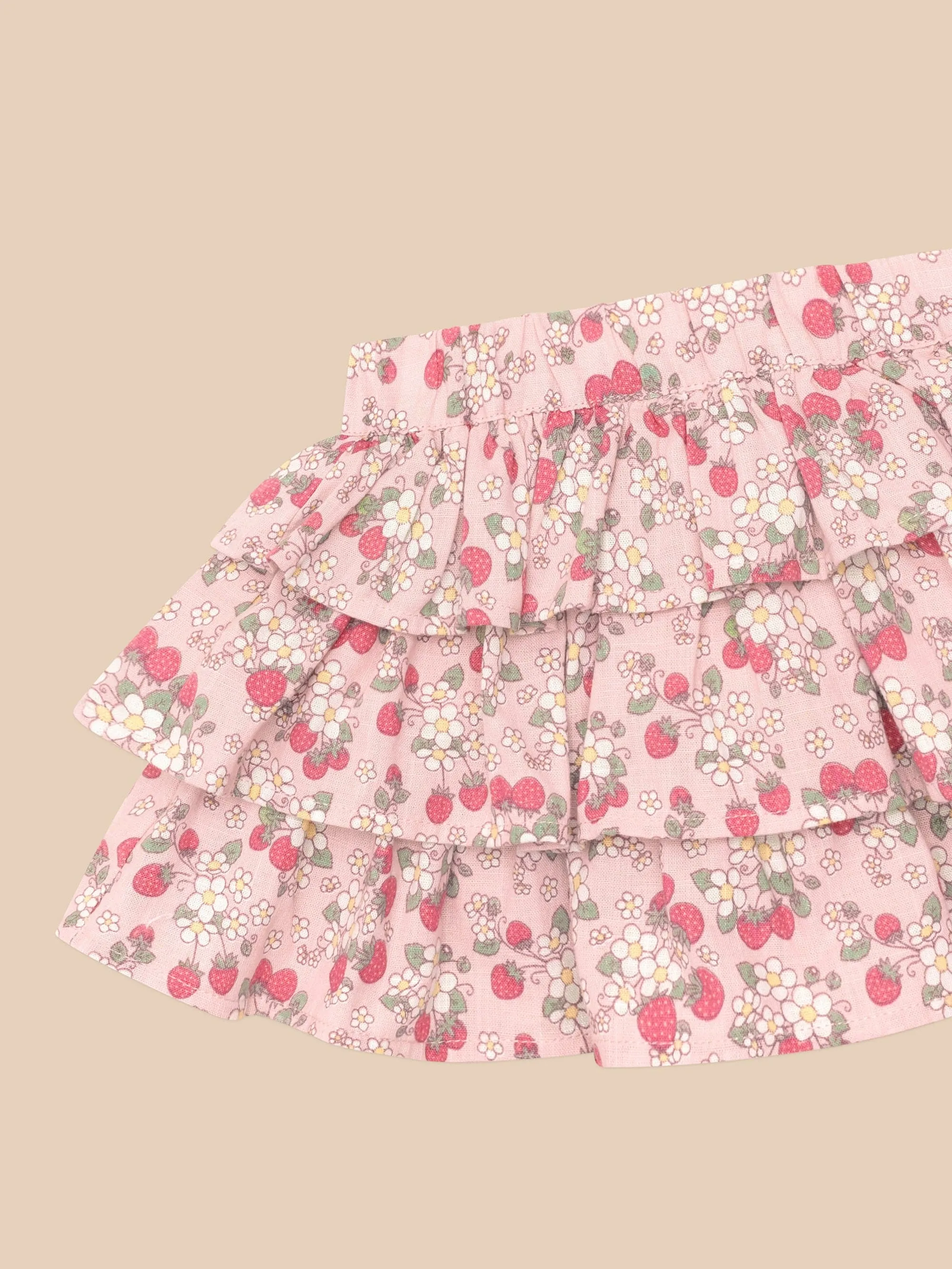 Vintage Strawberry Frill Skirt || Blush