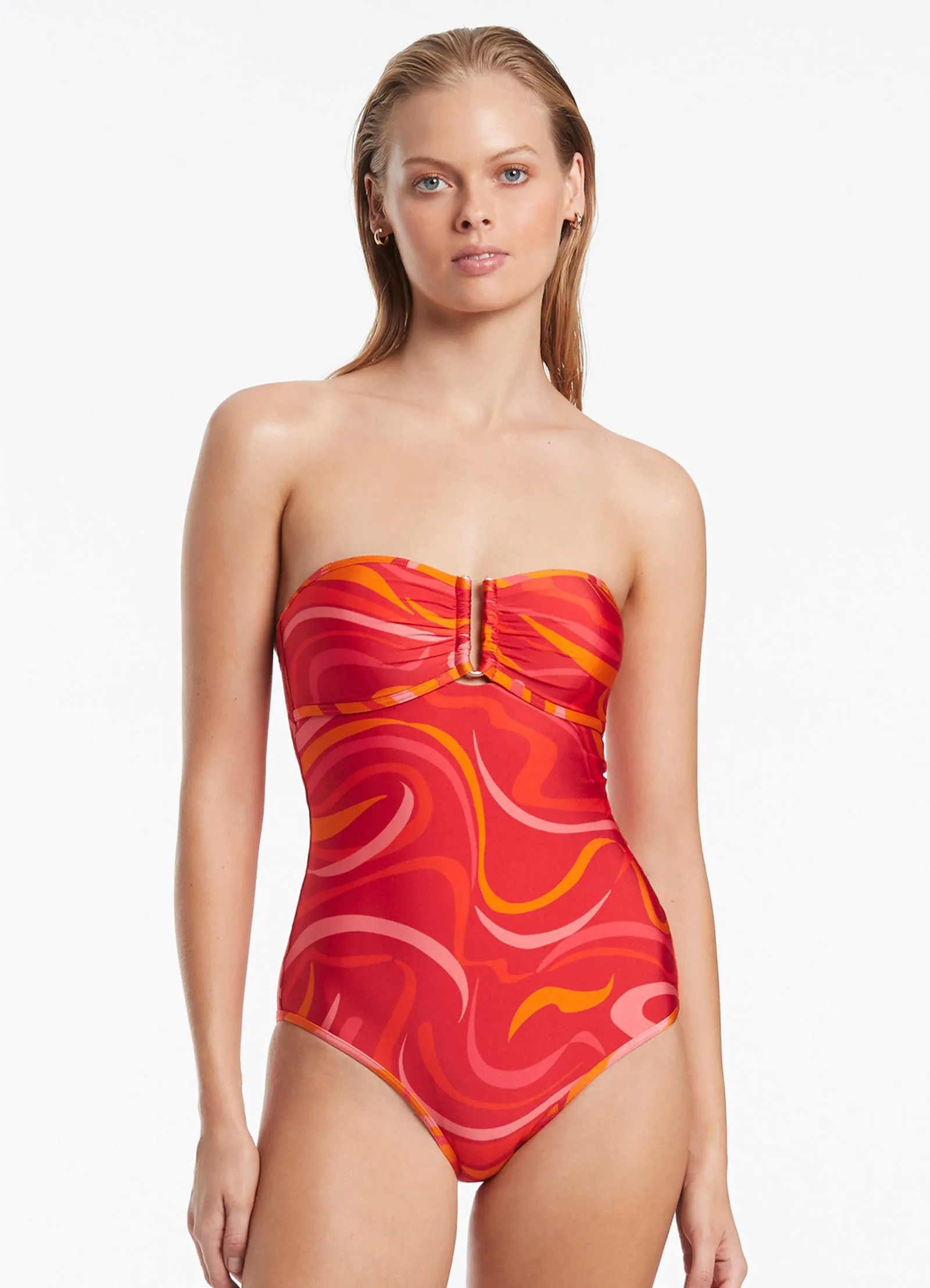 Vortici Bandeau One Piece - Cherry