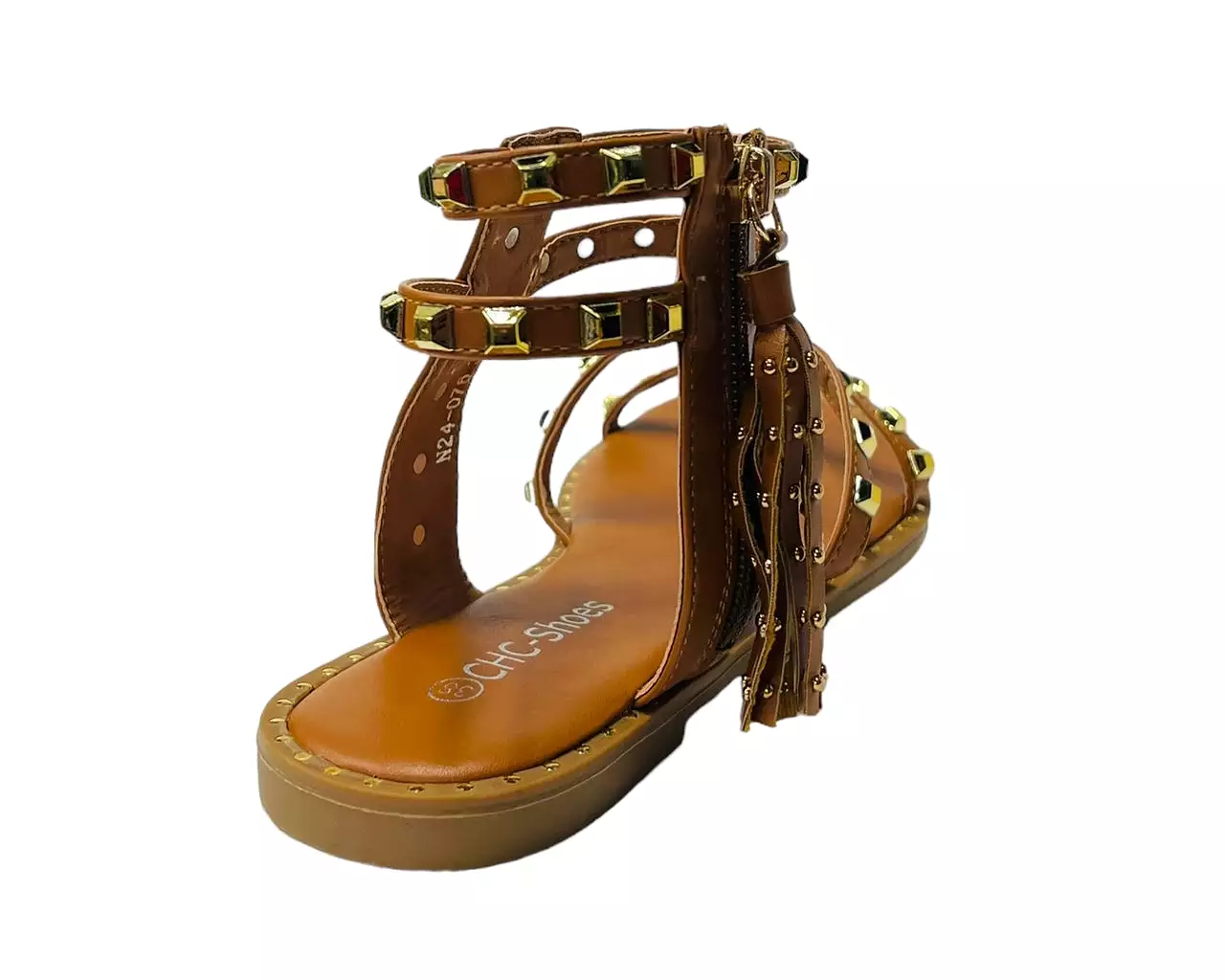 Women's Flat Studded Gladiator Zip Sandals