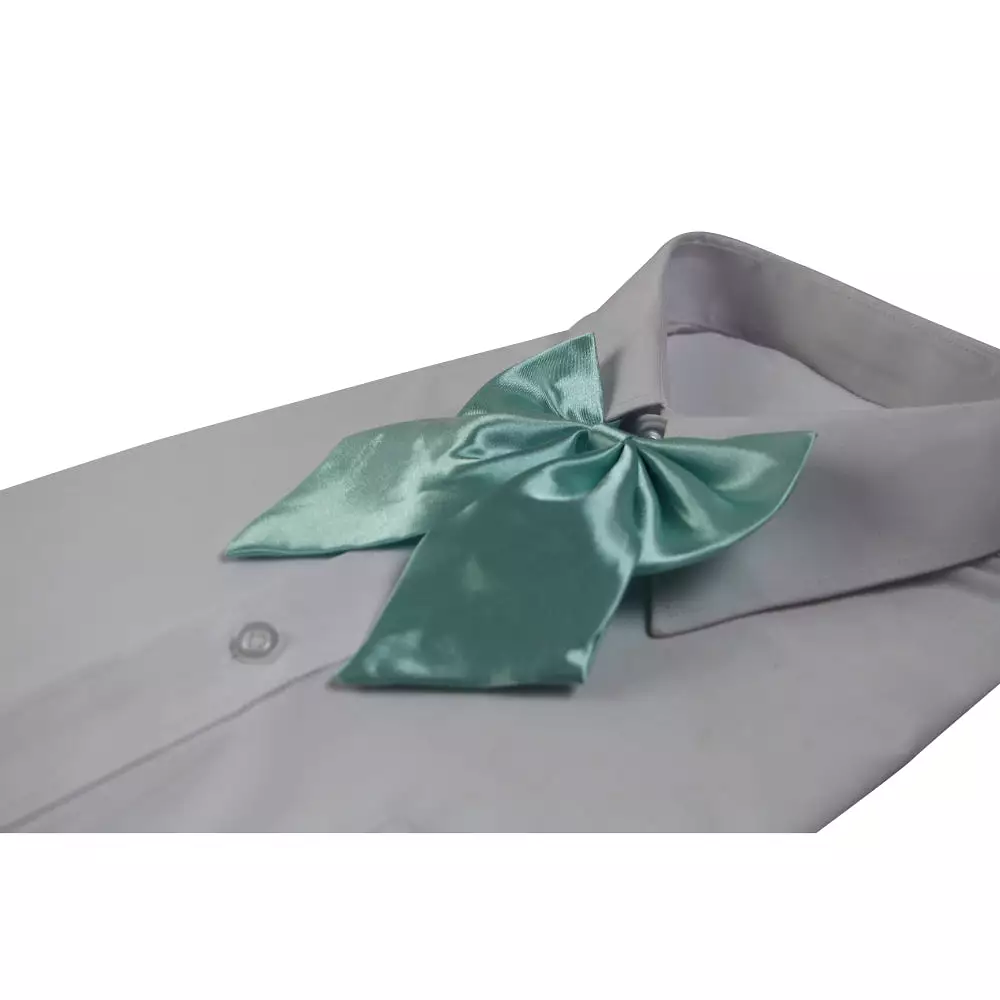 Womens Plain Arctic Blue Shirt Collar Bow Tie